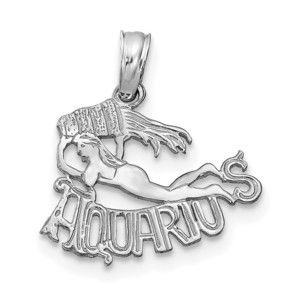 Million Charms 14k WG AQUARIUS Zodiac Charm Pendant